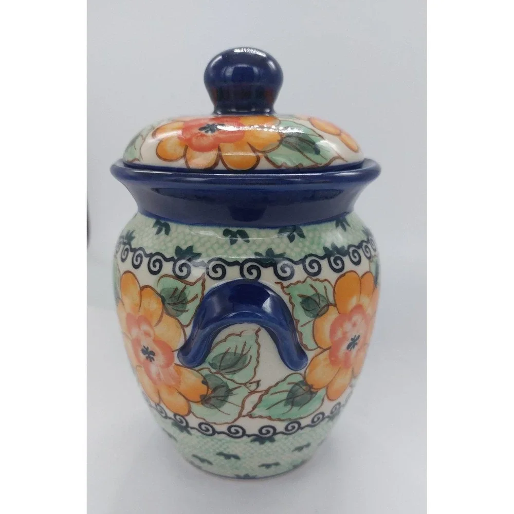 Polish Pottery Stoneware Boleslawiec Unikat Poland Canister Jar ~Jolanta Okraska